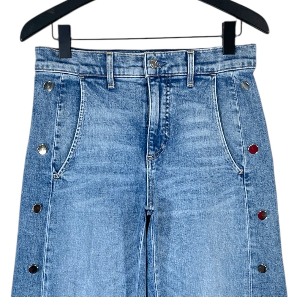Le Jean Studded Frankie Barrel Jeans in Blue Haven Size 26 High Rise - Picture 7 of 11
